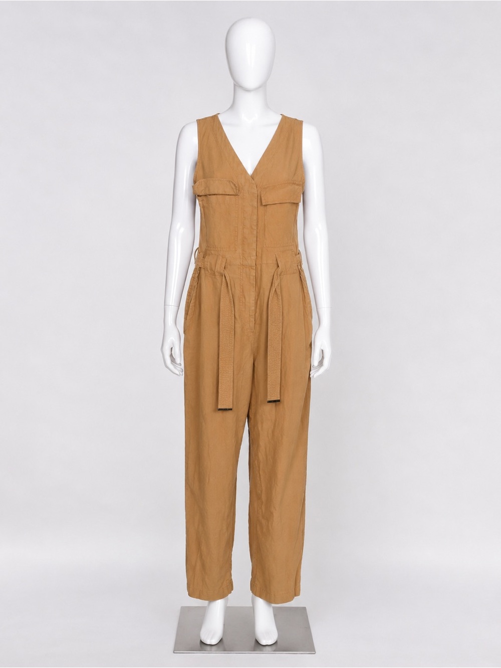 Donna Karan Sleeveless Utility Jumpsuit - Tan